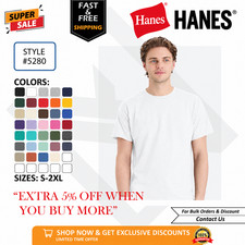Hanes 5280 Men's ComfortSoft 100% Cotton Crewneck Blank T-Shirt (Sizes S-2XL) picture