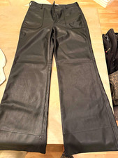 Pilcro (Anthropologie) Black Leather Wide-Leg Pants Size 30 32