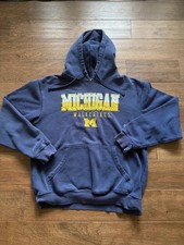 Champion Michigan Wolverines Hoodie Men’s Medium Blue Maize Embroidered Pullover picture