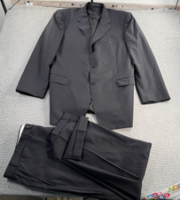 Canali Suit Mens EU56L US46L Mens 40x30 Gray Pinstripe Wool Italy 2 Piece picture