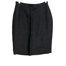 VTG Saks Fifth Avenue Collection Womens 8 Pencil Skirt Black Linen Blend Italy picture