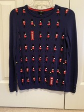 Talbots Iconic Palace Guards British Phone Booth Whimsical Long Sleeve Sweater picture