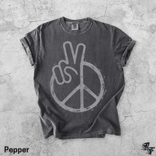 Peace Sign Hand Graphic Tee Groovy Symbol Seventies Boho Festival Men & Women picture