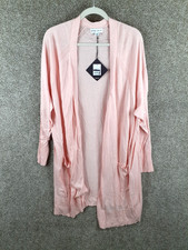 AVA & VIV Cardigan Long Duster Womens 4X Pink Minimalist Open Front Stretch NWT picture