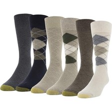 GOLDTOE Men's Campbell Argyle Crew Socks Oatmeal/Taupe Large picture