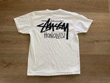 Stüssy Honolulu Chapter T-Shirt White Black Back Graphic Size M picture