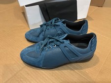 NIB Versace Collection Blue Leather Low Top Logo Sneakers EU 40 US Mens Size 7 picture