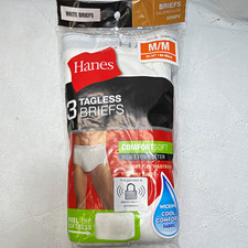 Hanes Men’s Tagless Cotton Jersey Briefs 3-Pack White Size M 32 - 34 picture