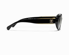 CHANEL Women’s Oval Sunglasses Black Frame Gray Tinted 5516 622/S4 140mm picture