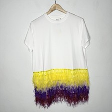 Queen Of The Sparkles Purple Yellow Feather Bottom Dress Short Sleeve Small picture