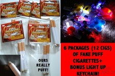NEW COSPLAY HALLOWEEN COSTUME FAKE REALLY PUFF CIGARETTES (6PKS=12CIGS)+KEYCHAIN picture