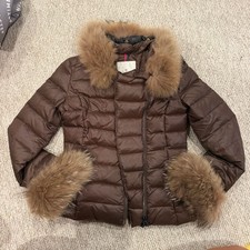 Moncler Puffer Jacket Size 1 Brown Fur Trim picture