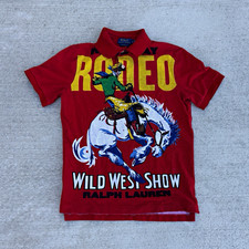 *RARE* Polo Ralph Lauren Classic Fit Red Cowboy Rodeo Cotton Polo Shirt S picture