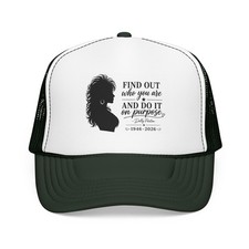 Find Out Who You Are silhouette trucker hat | Dolly Parton quote picture