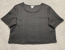 Bar III Quilted Crop Top T Shirt Short Sleeve Size XL Black picture