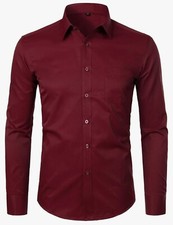 ZEROYAA Men's Long Sleeve Dress Shirt Solid Slim Fit Casual Business Formal... picture