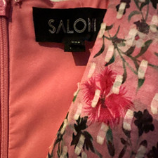 SALONI Pink Floral V-Neck Wrap Midi Dress Flutter Sleeve Ruffle Zip US 8 picture