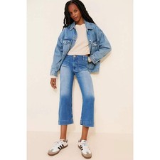 Anthropologie Maeve Jeans 31 Colette Cropped Wide Leg Blue Medium Wash picture