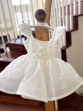 Custom handmade baby girl 3-6 months baptism, flower girl, fancy white dress picture