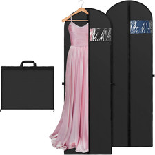 70 inch Long Garment Bags 2 Pack Dress Storage Travel Gown Suit Cover Black Pack picture