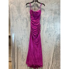 City Studio Womens Orchid Purple Ruched Cowl Neck Lace Up Maxi Dress 1/2 NEW picture