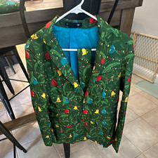 Suitmeister Men's Christmas Holiday Light-up Green 3-Piece Suit Size S picture