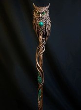 ART-wooden walking stick Hand Carved beautiful OWL wooden walking gift A picture