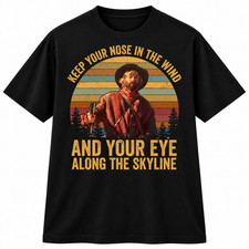 Vintage Western Cowboy Graphic T Shirt Keep Your Nose in the Wind Retro Tee picture