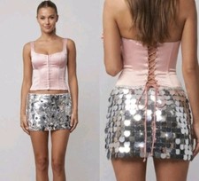 Danielle Guizio Low Rise Paillette Sequin Mini Skirt Size Small picture