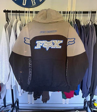 Grail Super Rare Fox Racing Super Rare Blue, Grey, and Black Racing Hoodie L picture