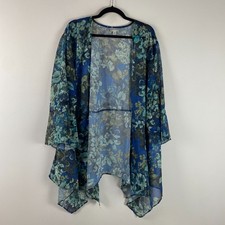 Catherines Seasonless Cascade Kimono Size 4X Bell Sleeve Floral Sheer Chiffon picture