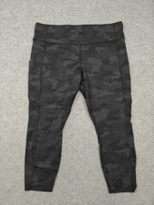 Lululemon Leggings Womens 20 Black Camo Cropped Ankle Pockets Yoga Athletic picture