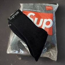 SUPREME/ HANES BLACK SOCKS/ SINGLES/ ONE PAIR/ 100% AUTHENTIC/ BRAND NEW picture