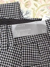 Talbots Hampshire Ankle Size 12 Herringbone Black & Gray Dress Pants Stretch NWT picture