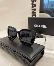 CHANEL SUNGLASSES BLACK FRAME 100% AUTHENTIC CLASSIC CH5422B CRYSTAL RECTANGULAR picture