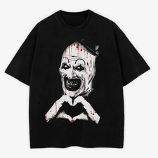 Creepy‑Horror‑Clown Heart‑Hands‑Graphic Spooky‑Fan‑Gift Unisex Crew‑Neck T‑Shirt picture