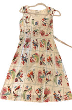 Vintage Cacharel sleeveless midi dress, botanical, tropical bird, size 38/6 picture