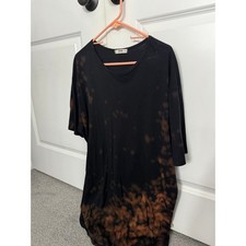 EPTM Mens XXL Black Bleach Wash Tie Dye Curved Hem Short Sleeve T-Shirt picture