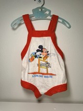 VTG 70’s-80’s Walt Disney Mickey Mouse Terrycloth Romper Sleeveless Red/White picture