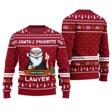 Funny Santa’s Favorite Lawyer Ugly Christmas Sweater Fullsize S-6XL picture