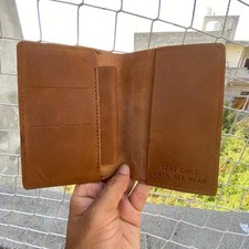 Men's Handmade Genuine Cowhide Leather Passport Wallet Ship From USA picture