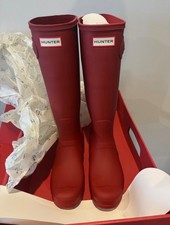 Brand New Hunter Women’s Original Tall Military Red Rain Boots, Size 8 Womens picture