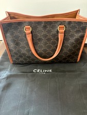 Celine Triomphe Canvas Calfskin Mini Horizontal Cabas Tan picture