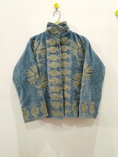 Handmade Embroidered  Velvet Jacket Hearts Floral Boho Folk Art Women's picture