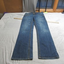 Wrangler Rock Denim Jeans Womens 32x33 Dark Wash Denim Zip Fly Slim Bootcut picture