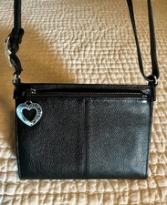 BRIGHTON Barbados City Organizer Black Leather Crossbody Bag T43513 picture