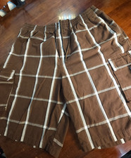 Shaka Wear Plaid Cargo Shorts 4XL Men Brown White Baggy Skate Streetwear Y2K picture