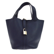 Best09 Hermes Bleu Saphir Taurillon Clemence Picotin Lock 18 PM MD □R KW00071 picture