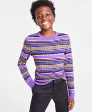 Holiday Lane Big Boys Size Large Bright Stripe Fair Isle Sweater Purple $40 054 picture