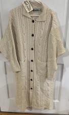 Vintage Aran Crafts Ireland Merino Wool Long Cardigan Sweater Duster NWT XL picture
